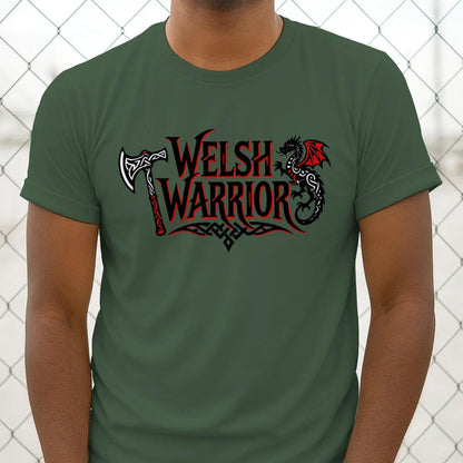 Welsh Dragon T-Shirt - Warrior Axe Pride Unisex Streetwear - Celtic Wolfwear