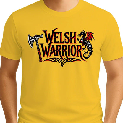 Welsh Dragon T-Shirt - Warrior Axe Pride Unisex Streetwear - Celtic Wolfwear
