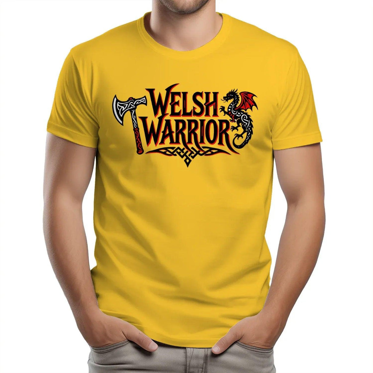 Welsh Dragon T-Shirt - Warrior Axe Pride Unisex Streetwear - Celtic Wolfwear