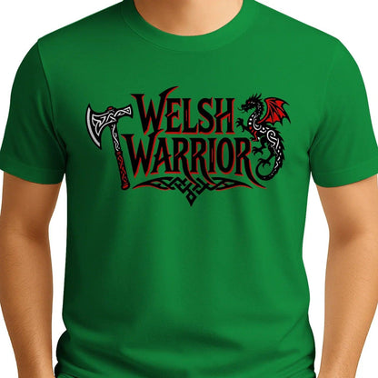 Welsh Dragon T-Shirt - Warrior Axe Pride Unisex Streetwear - Celtic Wolfwear