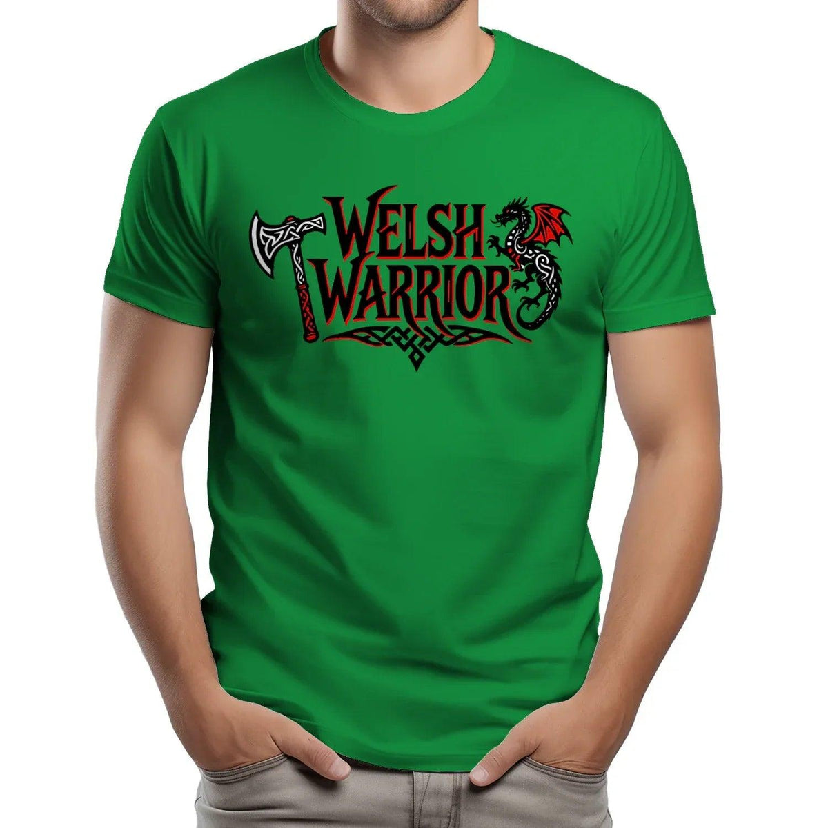 Welsh Dragon T-Shirt - Warrior Axe Pride Unisex Streetwear - Celtic Wolfwear
