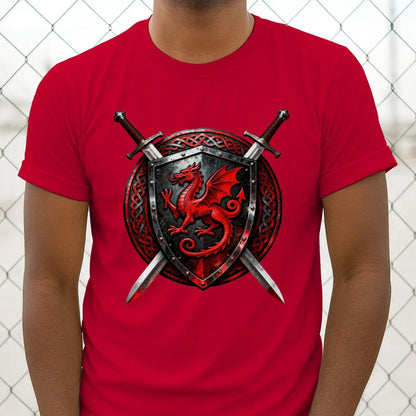 Welsh Dragon T-Shirt - Warrior Shield Unisex Streetwear - Celtic Wolfwear