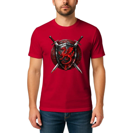 Welsh Dragon T-Shirt - Warrior Shield Unisex Streetwear - Celtic Wolfwear