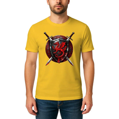 Welsh Dragon T-Shirt - Warrior Shield Unisex Streetwear - Celtic Wolfwear