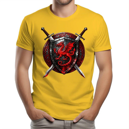 Welsh Dragon T-Shirt - Warrior Shield Unisex Streetwear - Celtic Wolfwear