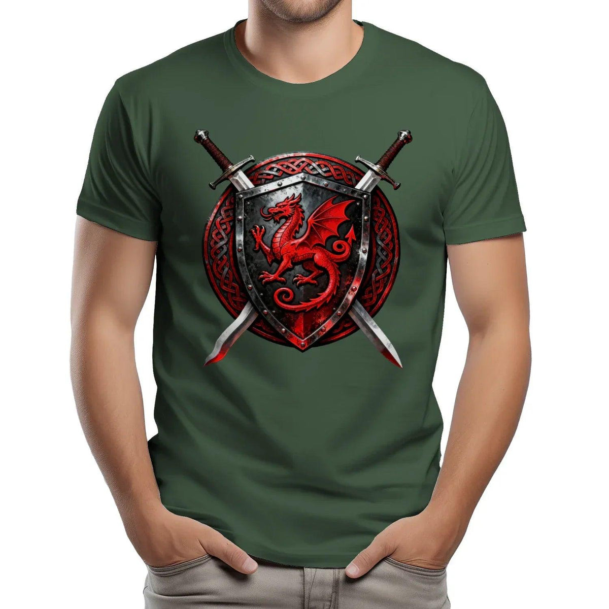 Welsh Dragon T-Shirt - Warrior Shield Unisex Streetwear - Celtic Wolfwear