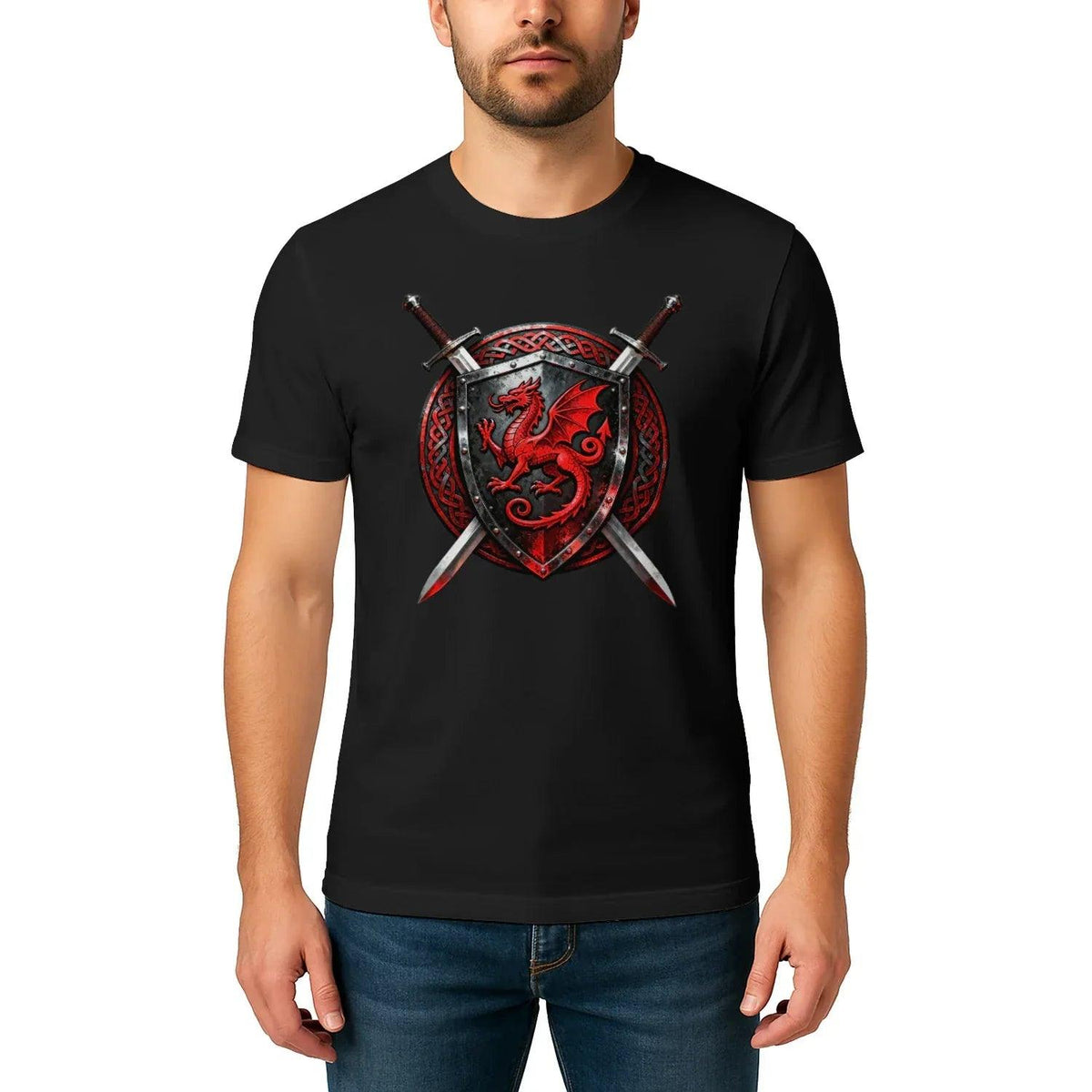 Welsh Dragon T-Shirt - Warrior Shield Unisex Streetwear - Celtic Wolfwear