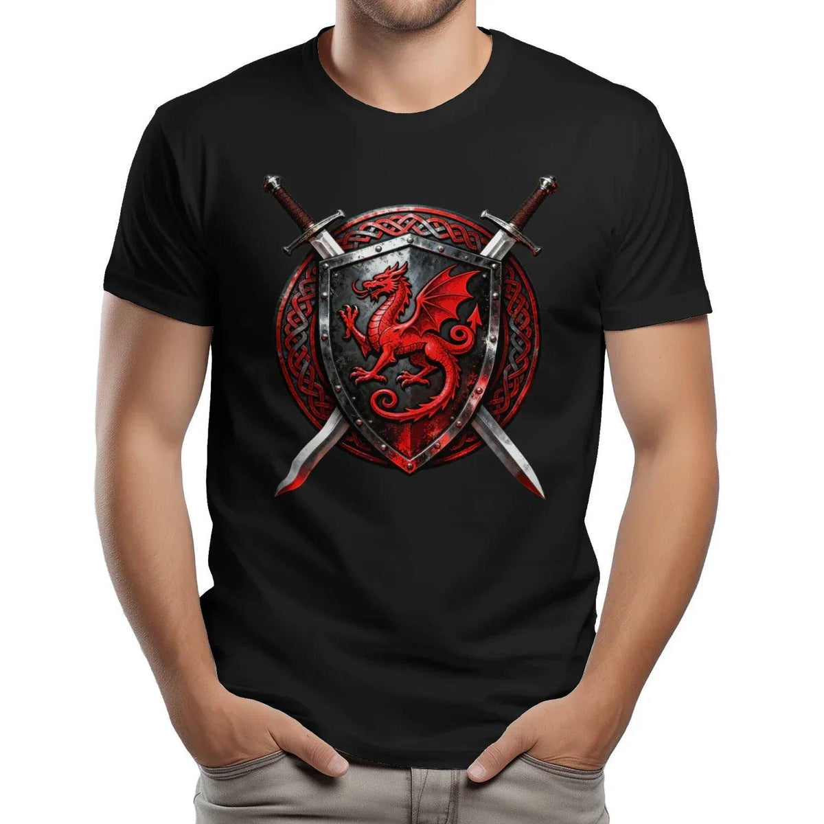 Welsh Dragon T-Shirt - Warrior Shield Unisex Streetwear - Celtic Wolfwear