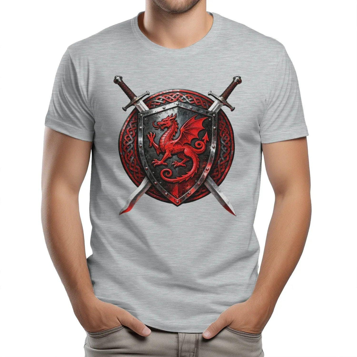 Welsh Dragon T-Shirt - Warrior Shield Unisex Streetwear - Celtic Wolfwear