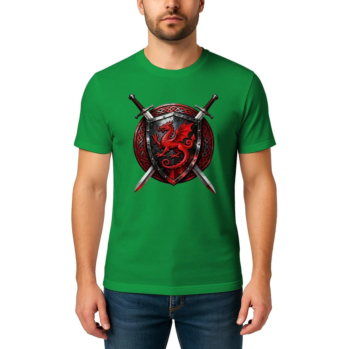 Welsh Dragon T-Shirt - Warrior Shield Unisex Streetwear - Celtic Wolfwear