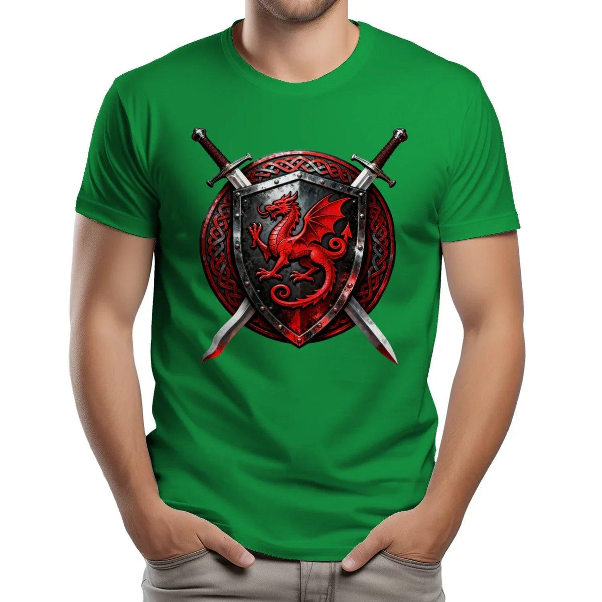 Welsh Dragon T-Shirt - Warrior Shield Unisex Streetwear - Celtic Wolfwear