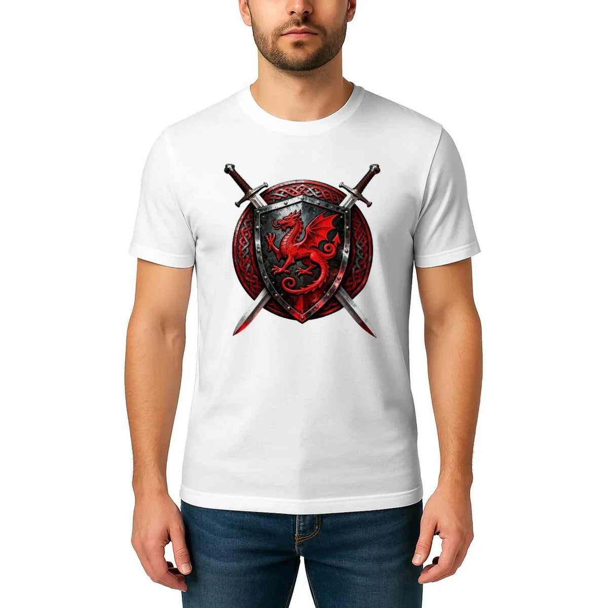 Welsh Dragon T-Shirt - Warrior Shield Unisex Streetwear - Celtic Wolfwear