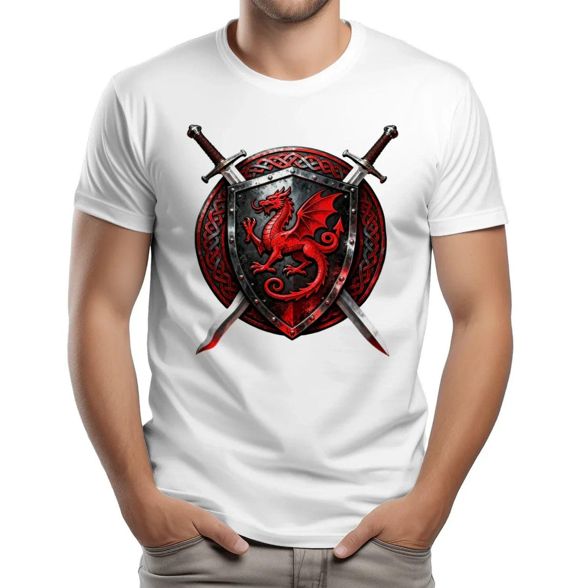 Welsh Dragon T-Shirt - Warrior Shield Unisex Streetwear - Celtic Wolfwear