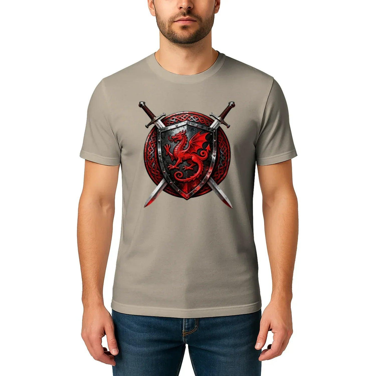 Welsh Dragon T-Shirt - Warrior Shield Unisex Streetwear - Celtic Wolfwear