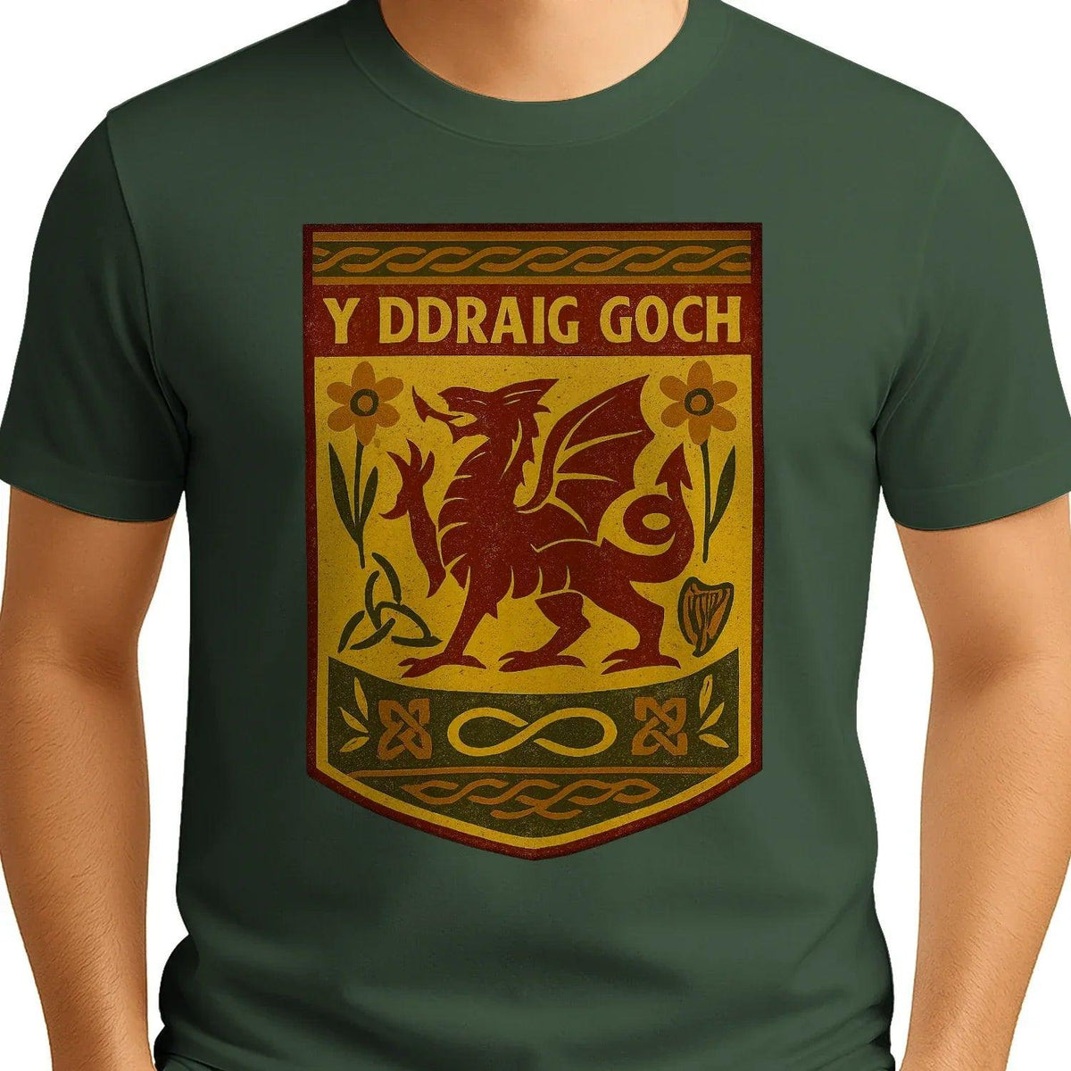 Welsh Dragon T-Shirt - Y Ddraig Goch Shield, Unisex - Celtic Wolfwear