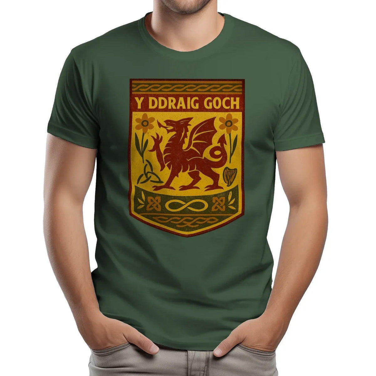 Welsh Dragon T-Shirt - Y Ddraig Goch Shield, Unisex - Celtic Wolfwear