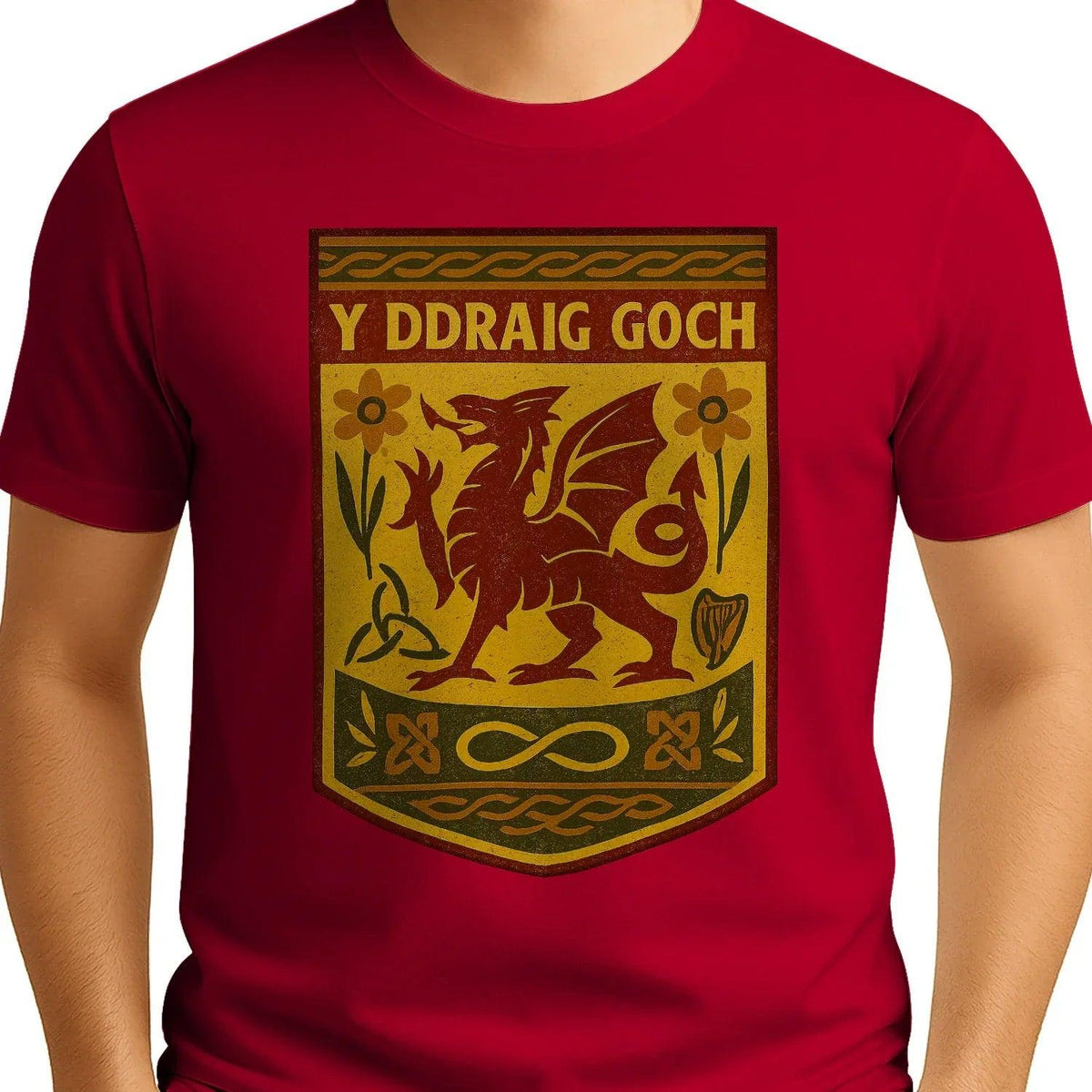 Welsh Dragon T-Shirt - Y Ddraig Goch Shield, Unisex - Celtic Wolfwear