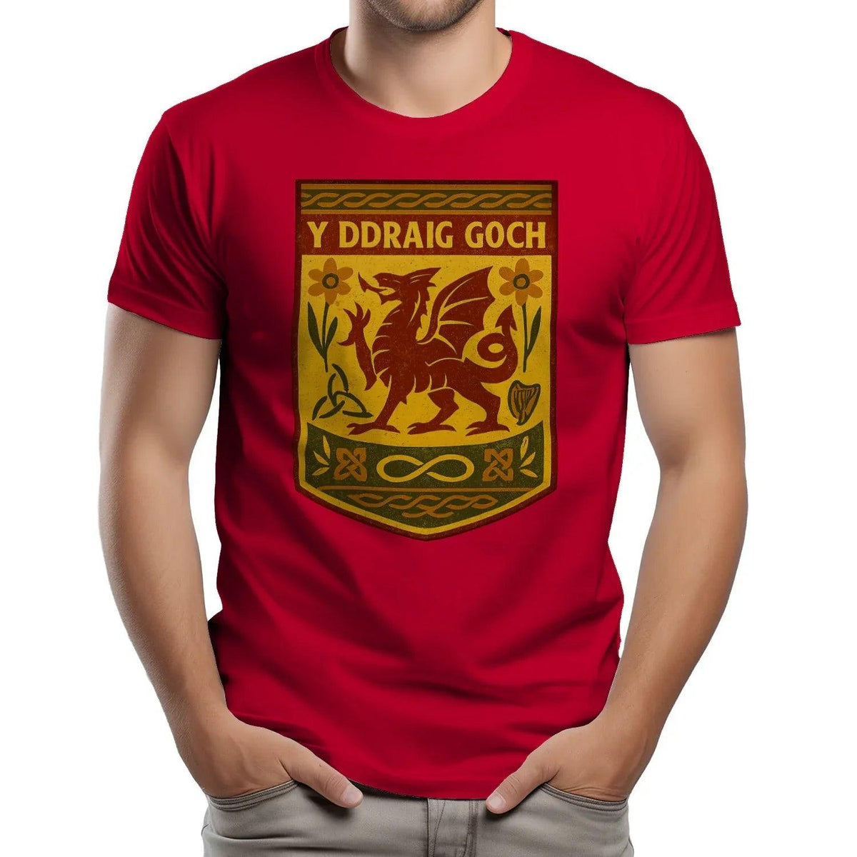 Welsh Dragon T-Shirt - Y Ddraig Goch Shield, Unisex - Celtic Wolfwear