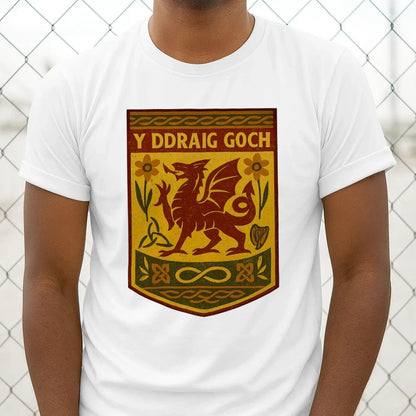 Welsh Dragon T-Shirt - Y Ddraig Goch Shield, Unisex - Celtic Wolfwear