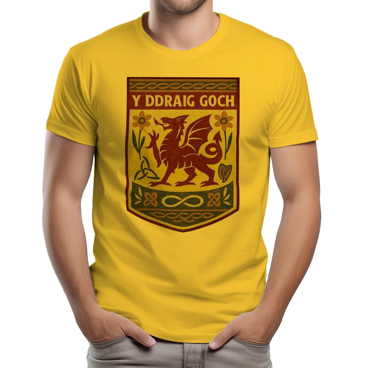 Welsh Dragon T-Shirt - Y Ddraig Goch Shield, Unisex - Celtic Wolfwear