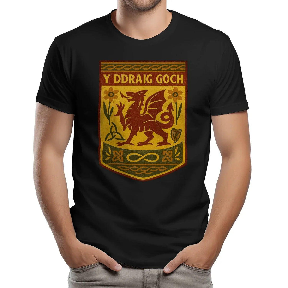 Welsh Dragon T-Shirt - Y Ddraig Goch Shield, Unisex - Celtic Wolfwear