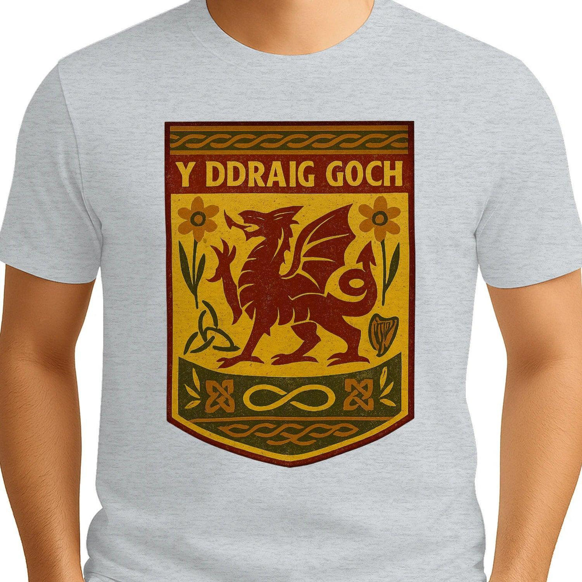 Welsh Dragon T-Shirt - Y Ddraig Goch Shield, Unisex - Celtic Wolfwear