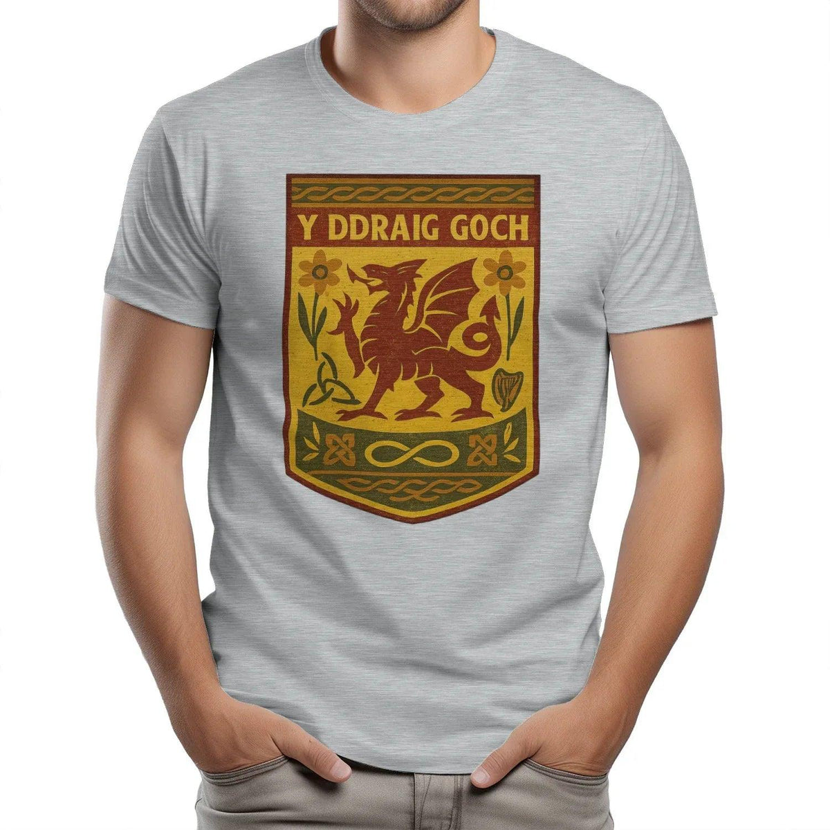 Welsh Dragon T-Shirt - Y Ddraig Goch Shield, Unisex - Celtic Wolfwear