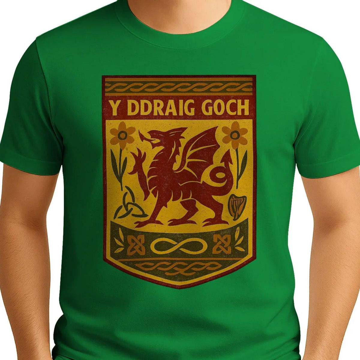 Welsh Dragon T-Shirt - Y Ddraig Goch Shield, Unisex - Celtic Wolfwear