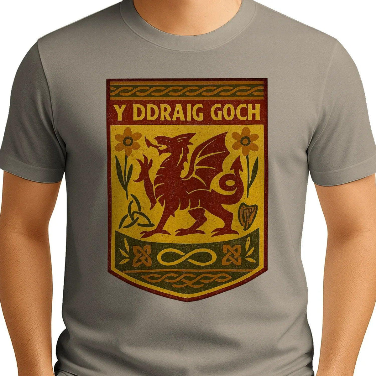 Welsh Dragon T-Shirt - Y Ddraig Goch Shield, Unisex - Celtic Wolfwear