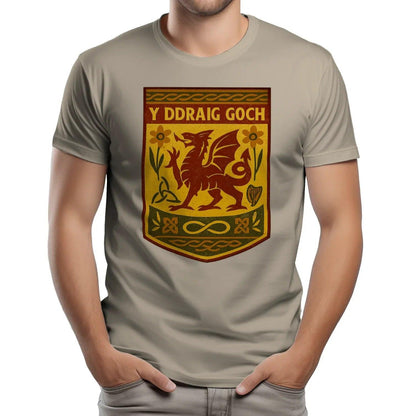 Welsh Dragon T-Shirt - Y Ddraig Goch Shield, Unisex - Celtic Wolfwear