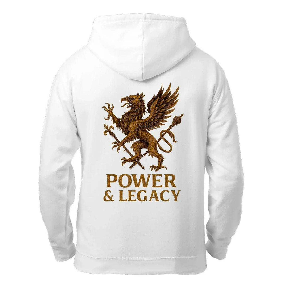 Welsh Dragon Zip Hoodie - Gold Herald Print White Unisex - Celtic Wolfwear