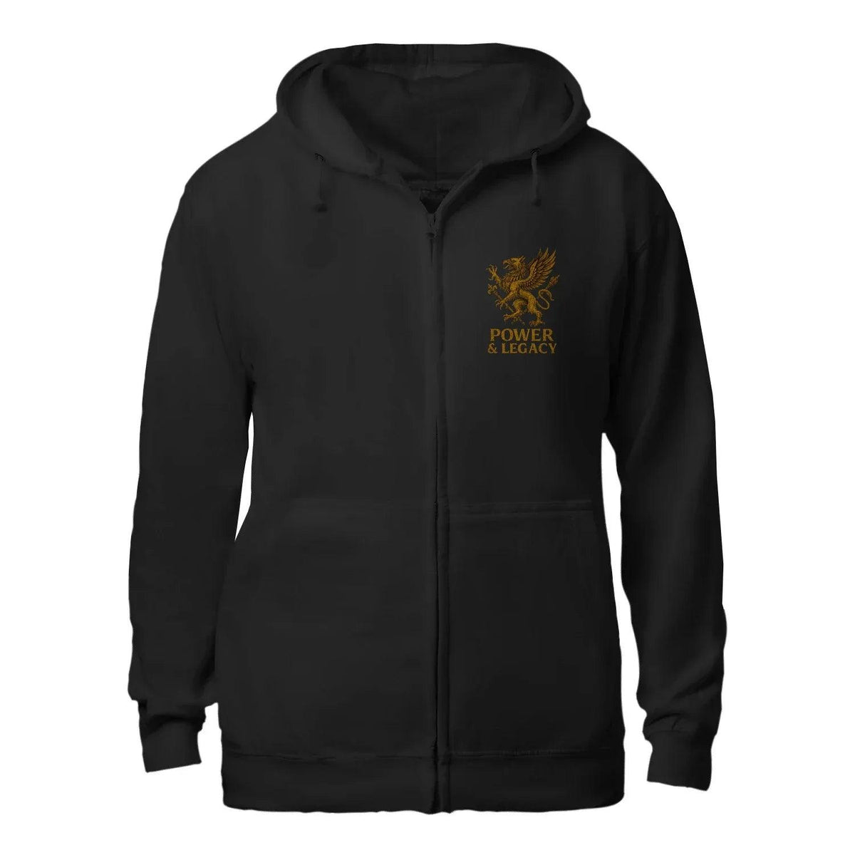 Welsh Dragon Zip Hoodie - Gold Herald Print White Unisex - Celtic Wolfwear