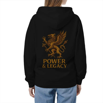 Welsh Dragon Zip Hoodie - Gold Herald Print White Unisex - Celtic Wolfwear