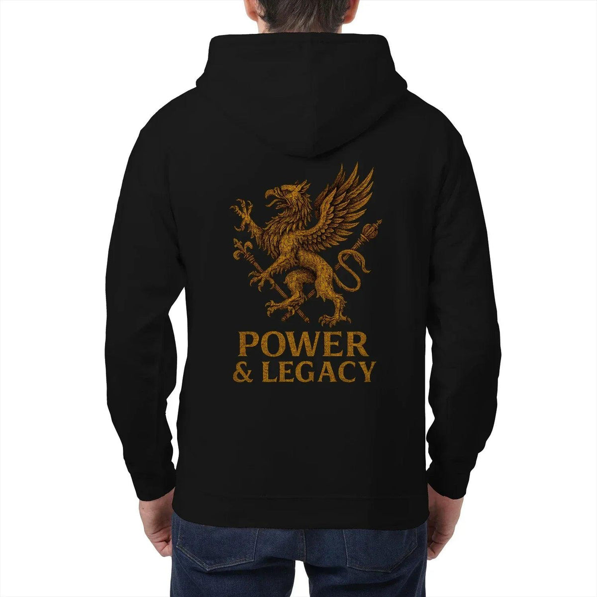 Welsh Dragon Zip Hoodie - Gold Herald Print White Unisex - Celtic Wolfwear