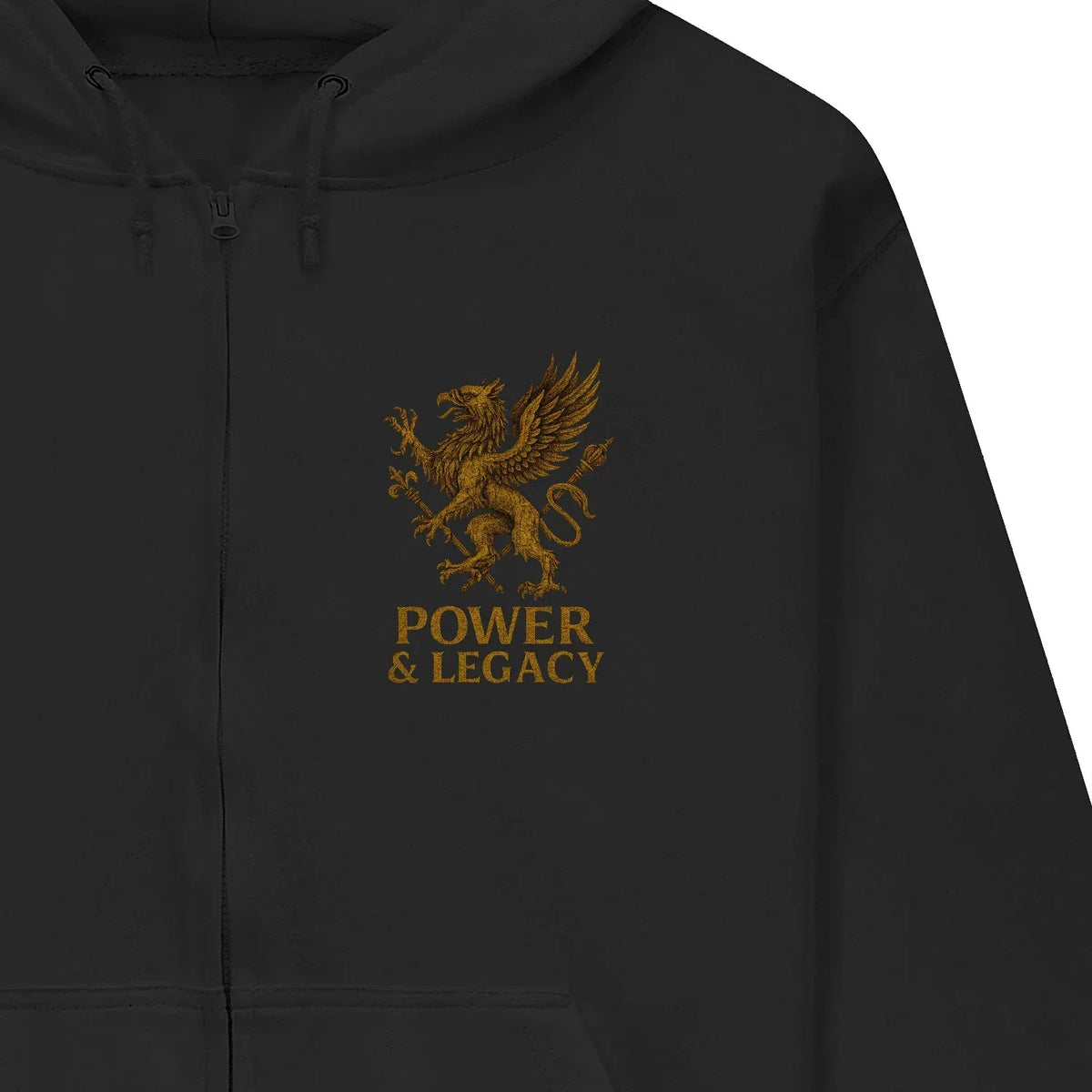 Welsh Dragon Zip Hoodie - Gold Herald Print White Unisex - Celtic Wolfwear