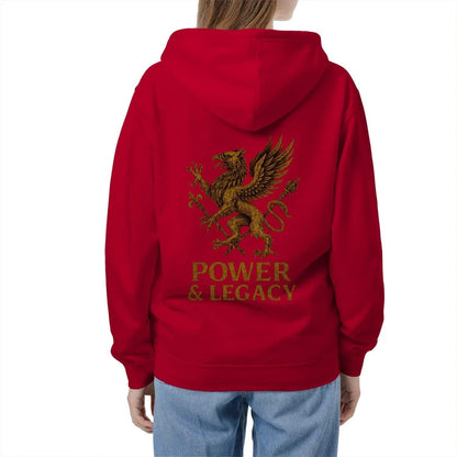 Welsh Dragon Zip Hoodie - Gold Herald Print White Unisex - Celtic Wolfwear