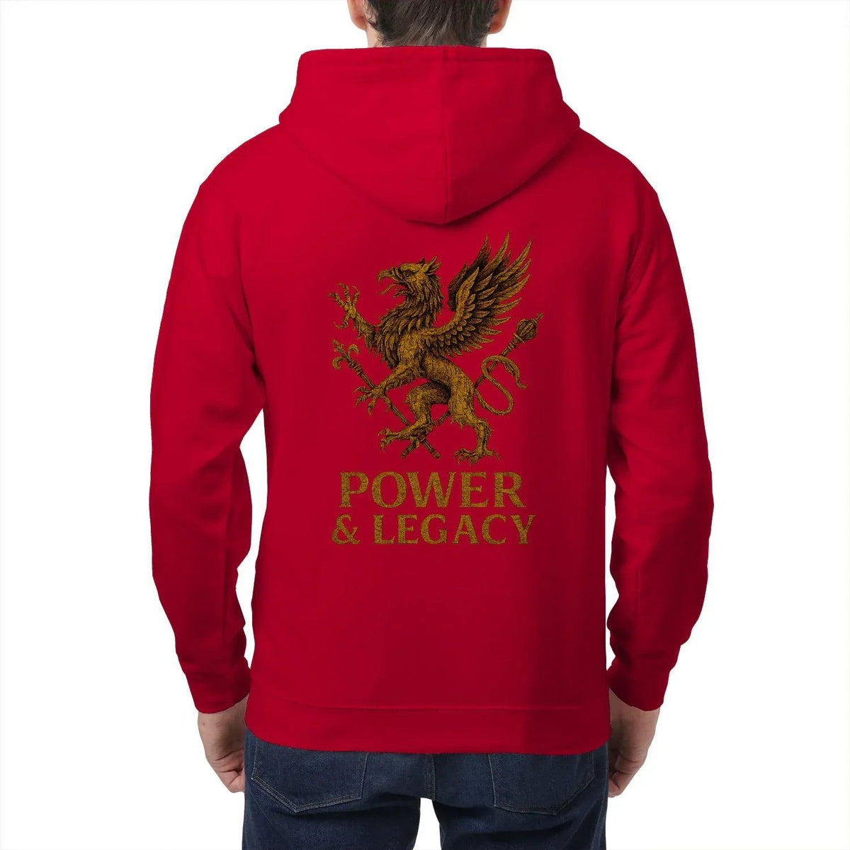 Welsh Dragon Zip Hoodie - Gold Herald Print White Unisex - Celtic Wolfwear
