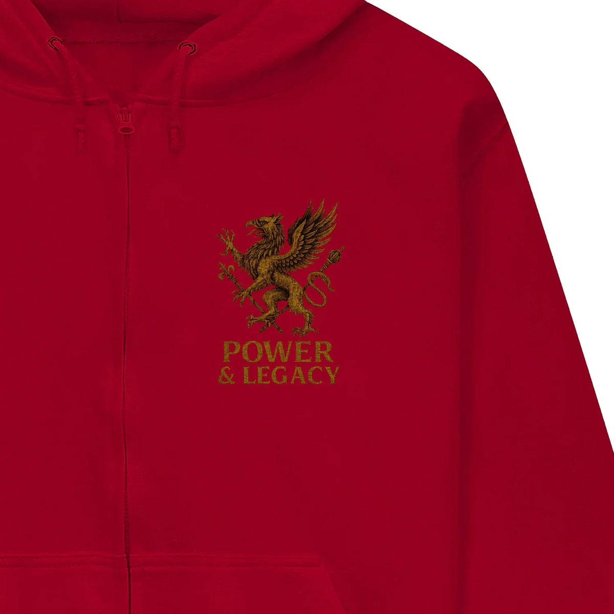 Welsh Dragon Zip Hoodie - Gold Herald Print White Unisex - Celtic Wolfwear