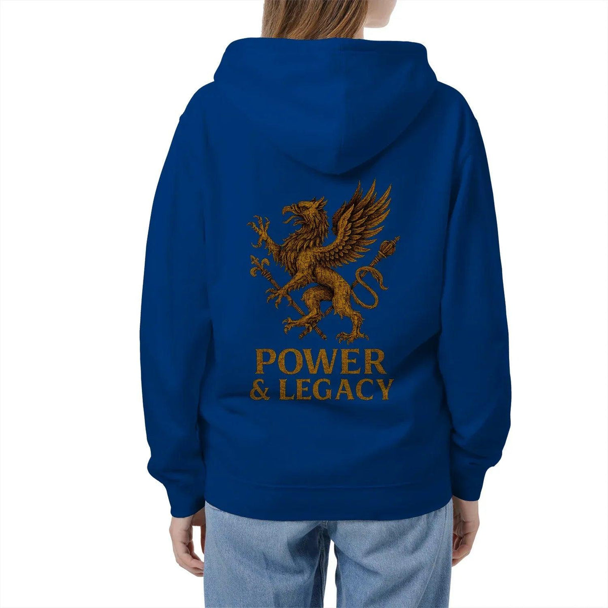 Welsh Dragon Zip Hoodie - Gold Herald Print White Unisex - Celtic Wolfwear