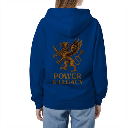 Welsh Dragon Zip Hoodie - Gold Herald Print White Unisex - Celtic Wolfwear