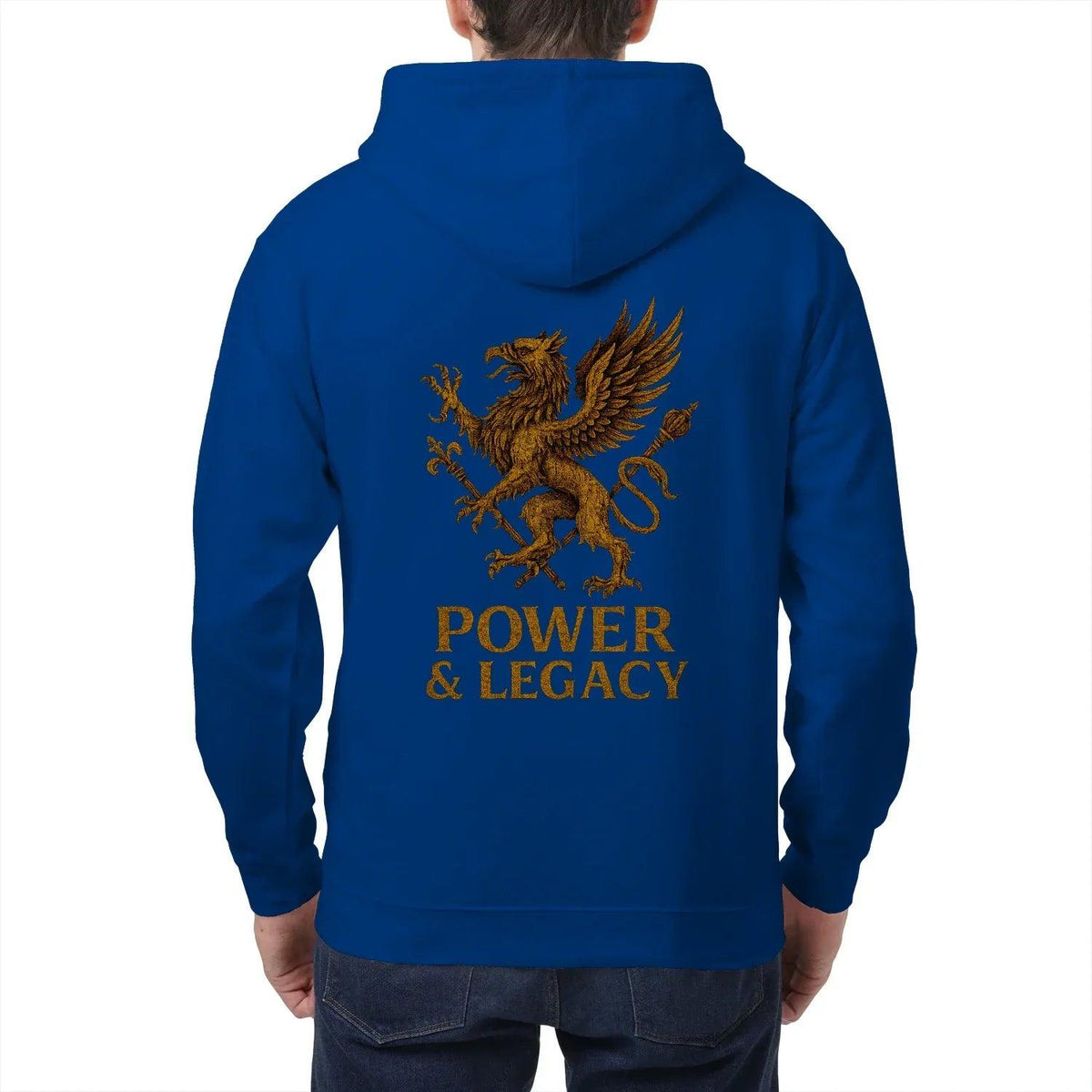 Welsh Dragon Zip Hoodie - Gold Herald Print White Unisex - Celtic Wolfwear