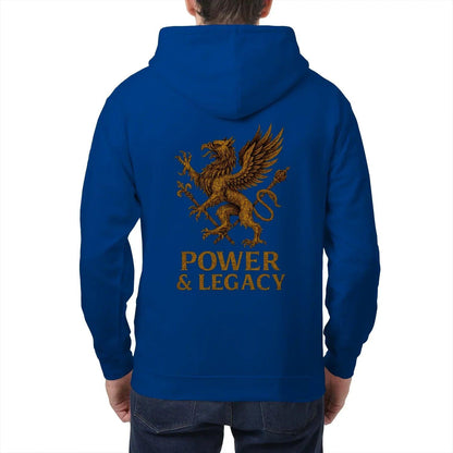 Welsh Dragon Zip Hoodie - Gold Herald Print White Unisex - Celtic Wolfwear