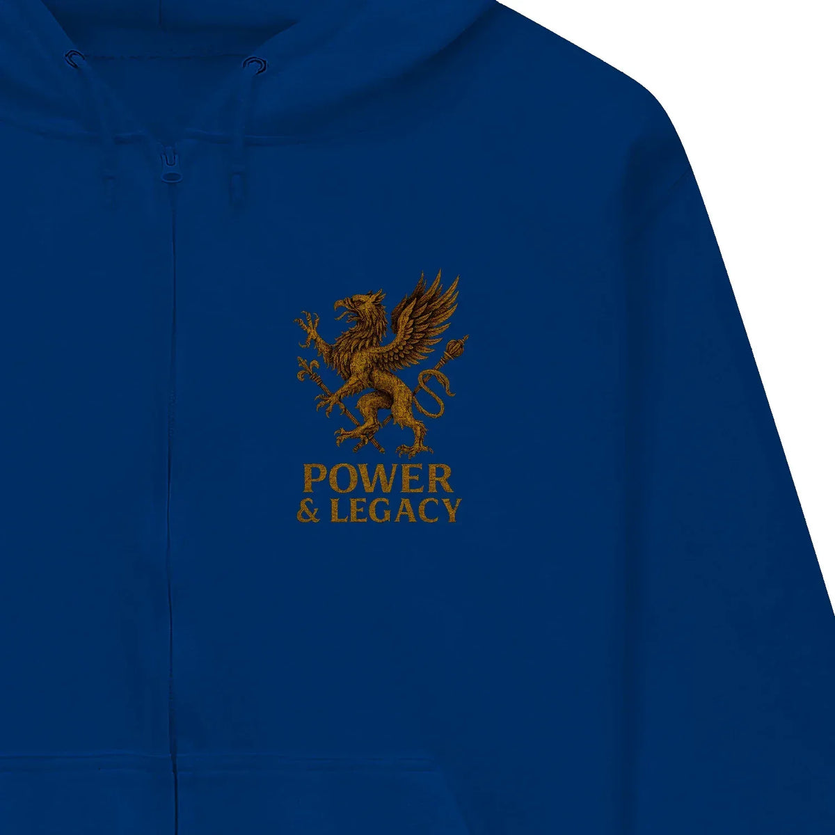 Welsh Dragon Zip Hoodie - Gold Herald Print White Unisex - Celtic Wolfwear