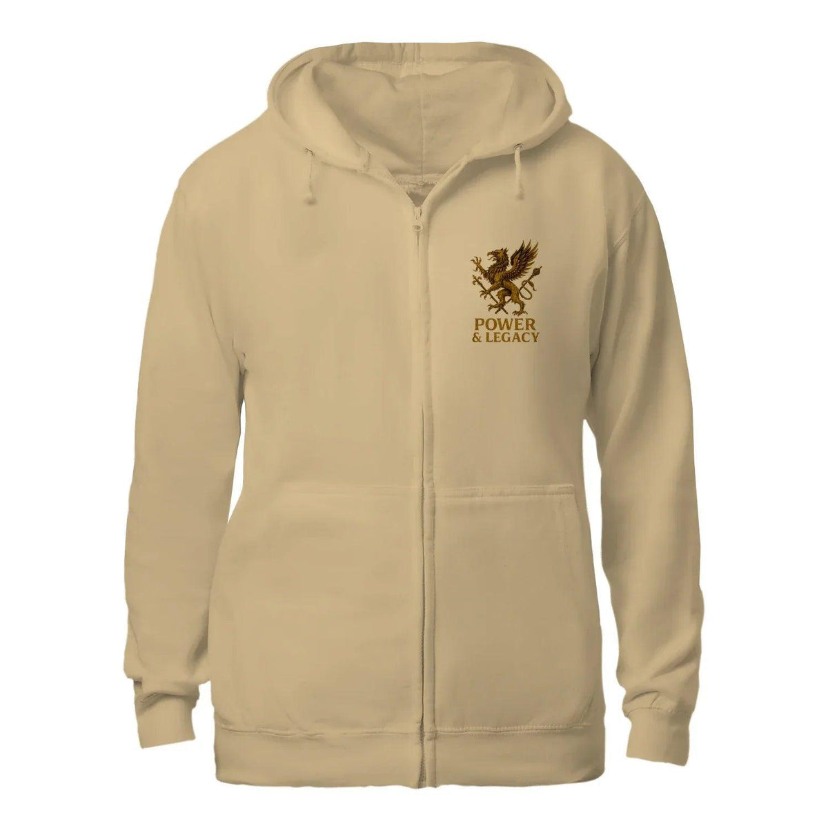 Welsh Dragon Zip Hoodie - Gold Herald Print White Unisex - Celtic Wolfwear