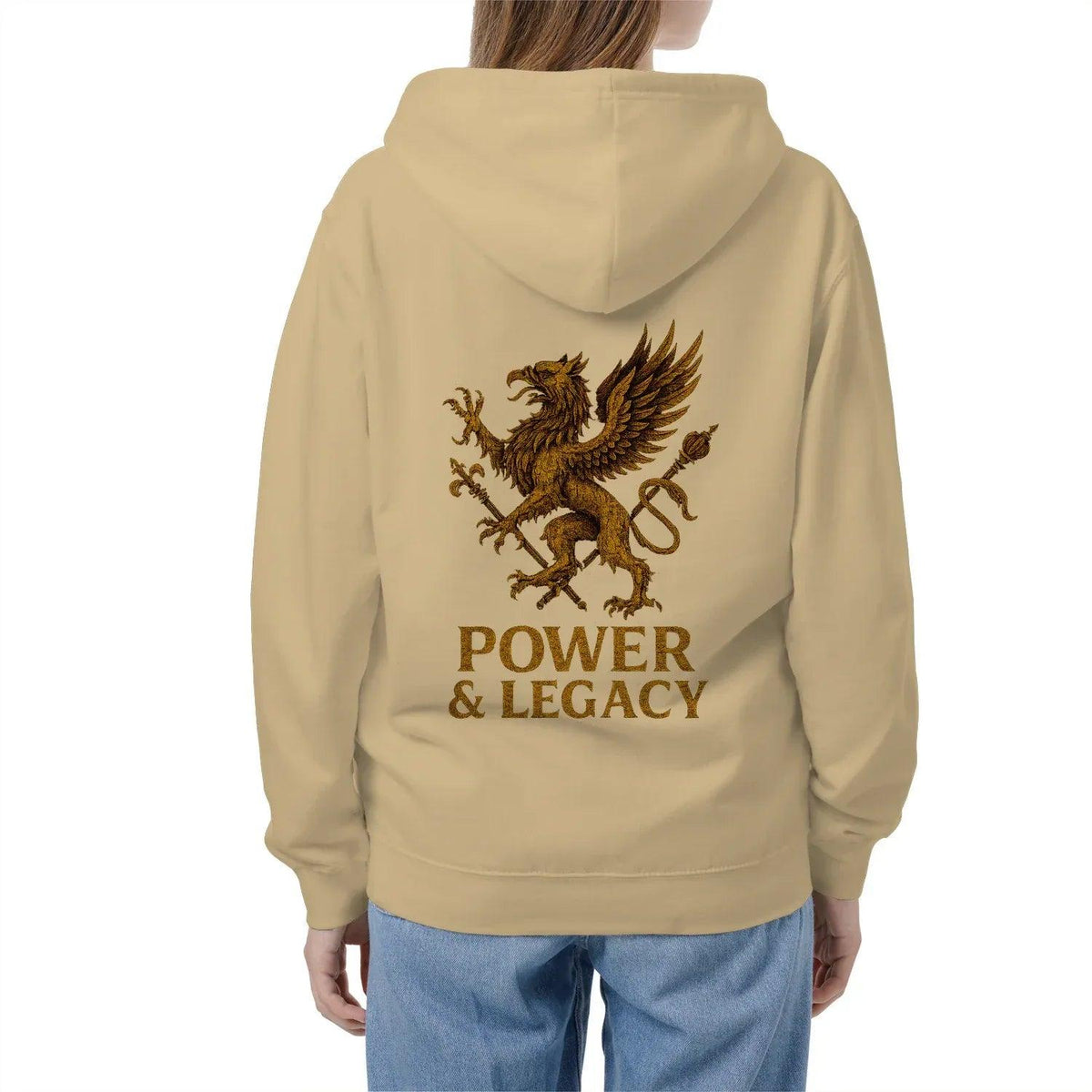 Welsh Dragon Zip Hoodie - Gold Herald Print White Unisex - Celtic Wolfwear