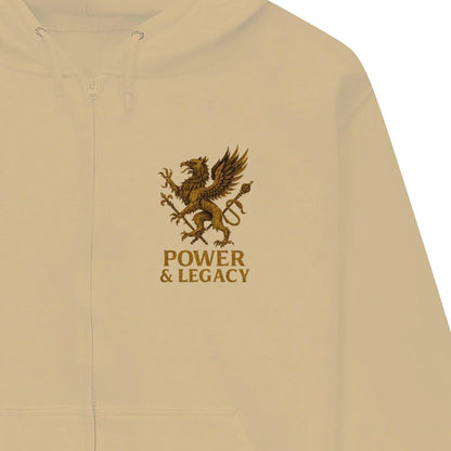 Welsh Dragon Zip Hoodie - Gold Herald Print White Unisex - Celtic Wolfwear