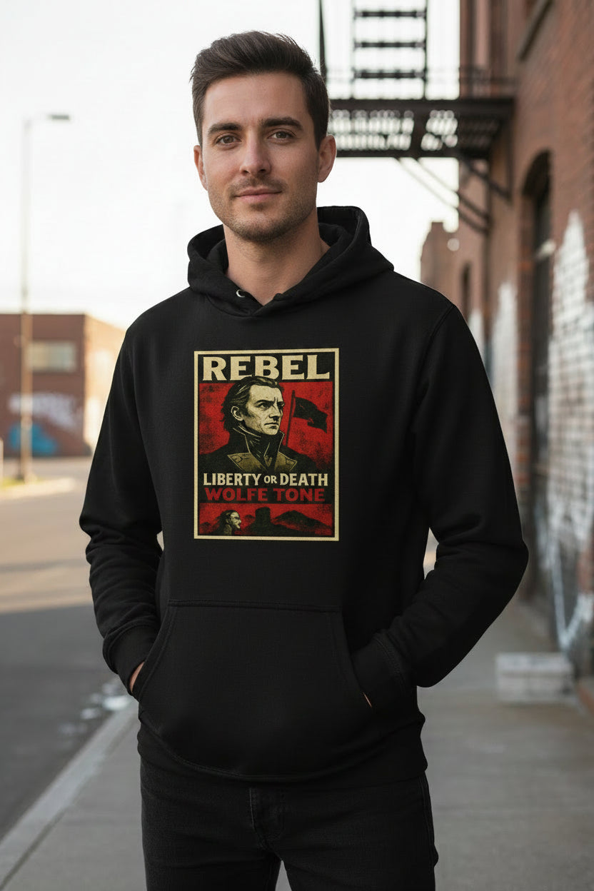 man wearing black wolfe tone hoodie