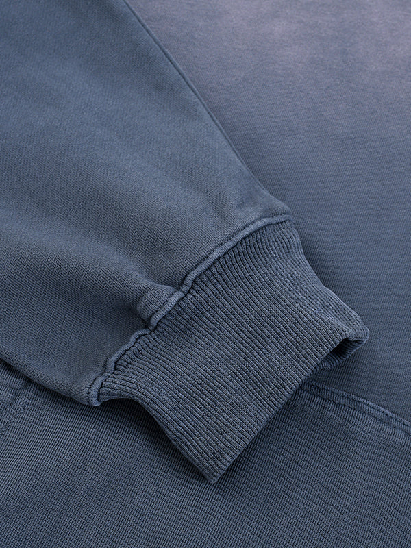 Heavyweight oversized hoodie, gray-blue ribbed sleeve cuff and hem