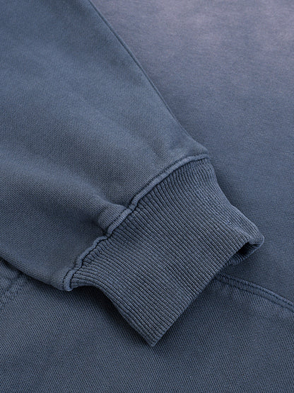 Heavyweight oversized hoodie, gray-blue ribbed sleeve cuff and hem