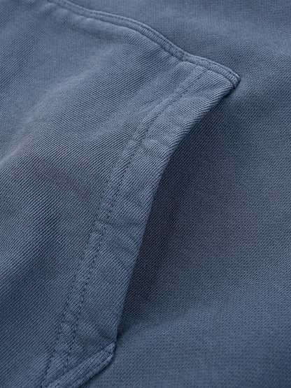 Heavyweight oversized hoodie, gray-blue hood seam and side pocket detail